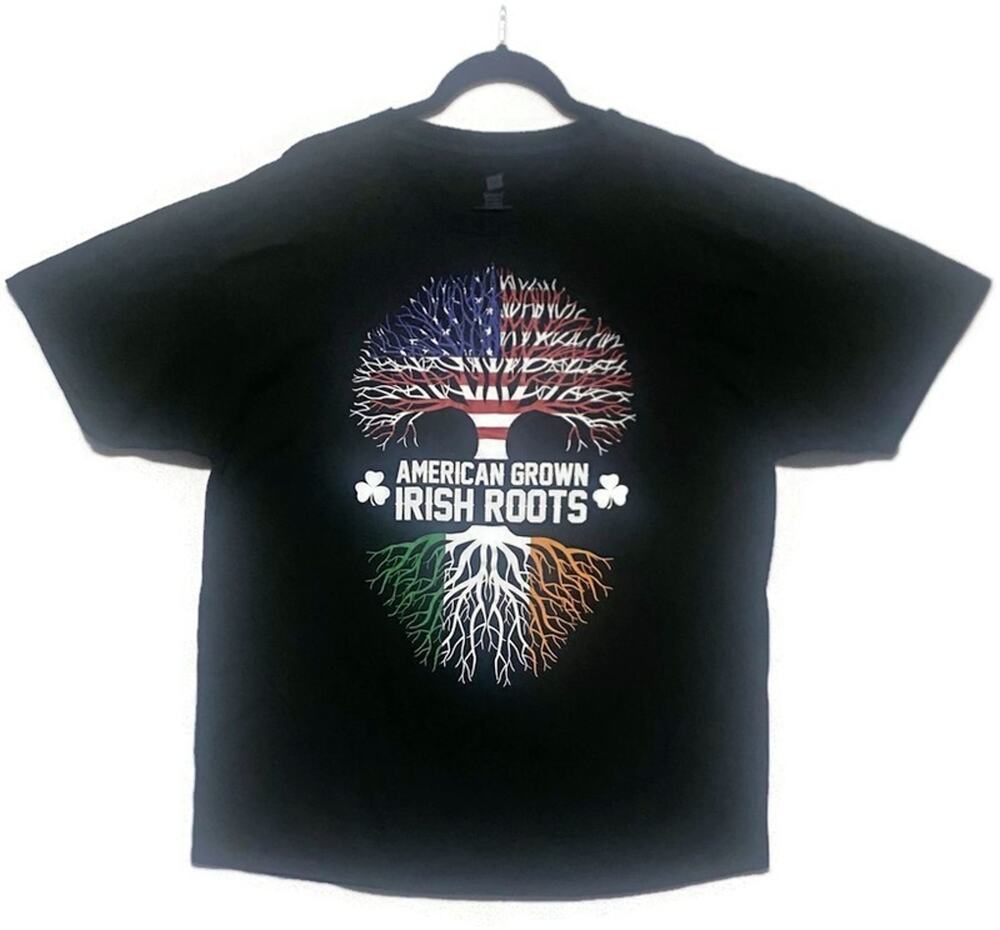 American Grown Irish Roots T-Shirt Hanes XL Comfort Soft Black Short Sleeve